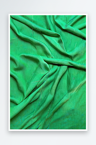 绿色织物服装背景纹理与纤维线照片