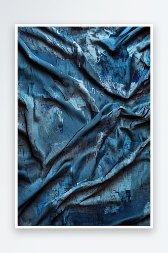 蓝色粗布纹理和纺织背景与全框架照片