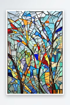 彩色玻璃与装饰艺术马赛克照片
