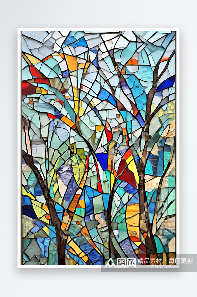 彩色玻璃与装饰艺术马赛克照片素材
