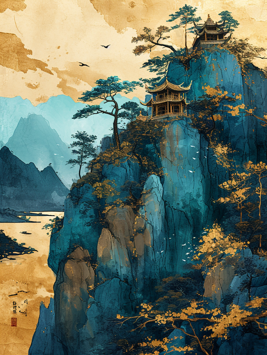 简约古风山水素材图片素材