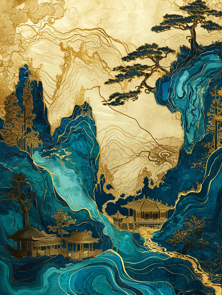 简约古风山水素材图片素材
