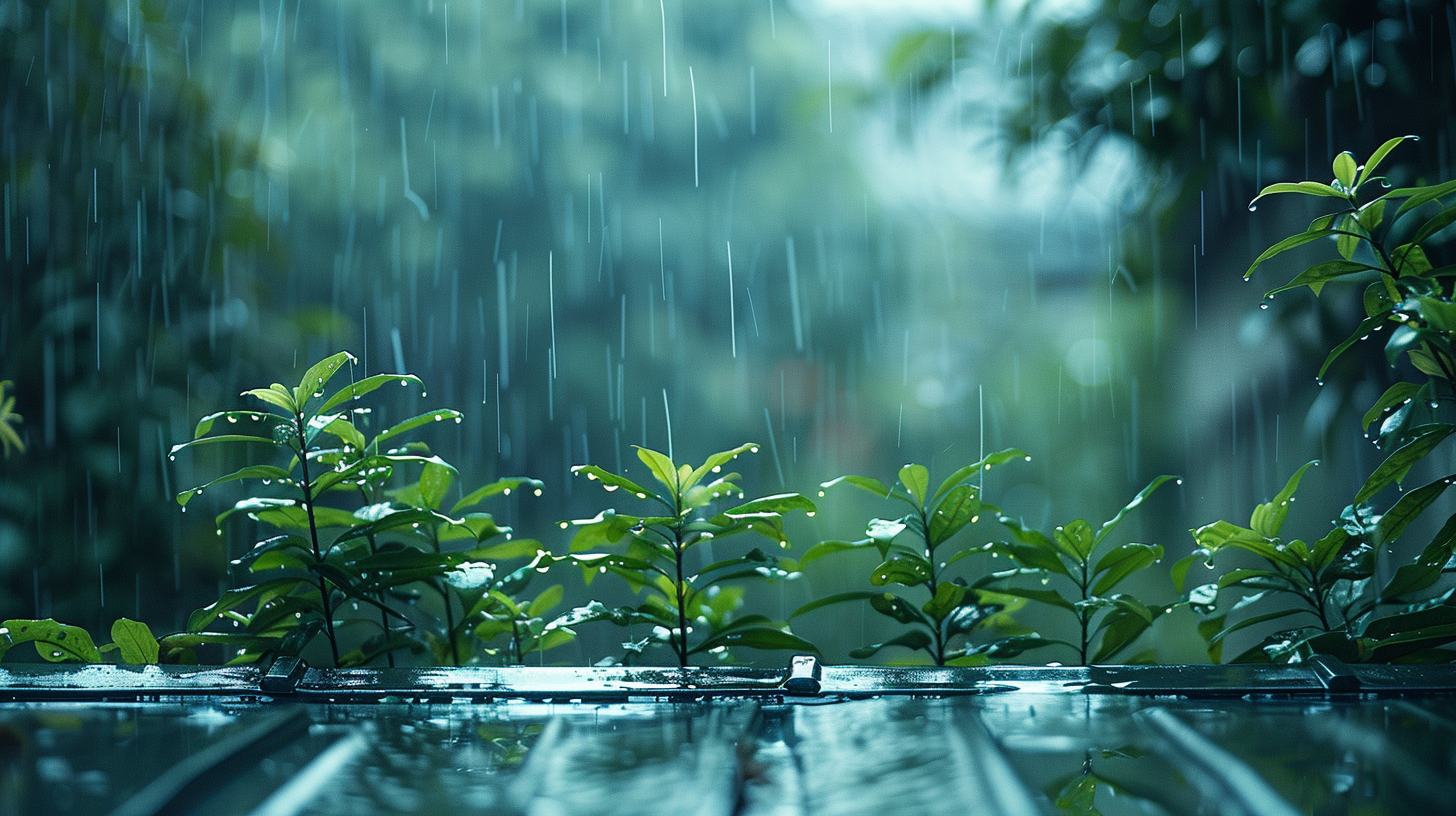数字艺术图春天下雨的屋檐素材