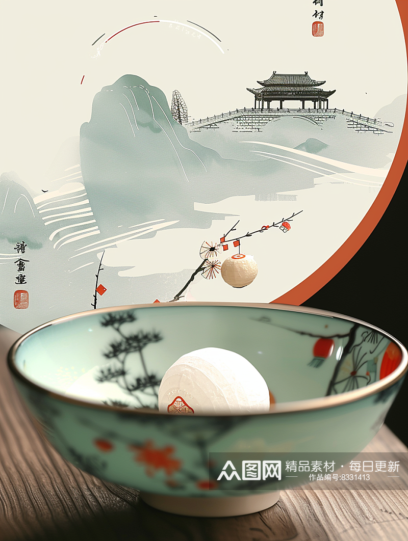 中国风数字艺术图元宵节背景素材图素材
