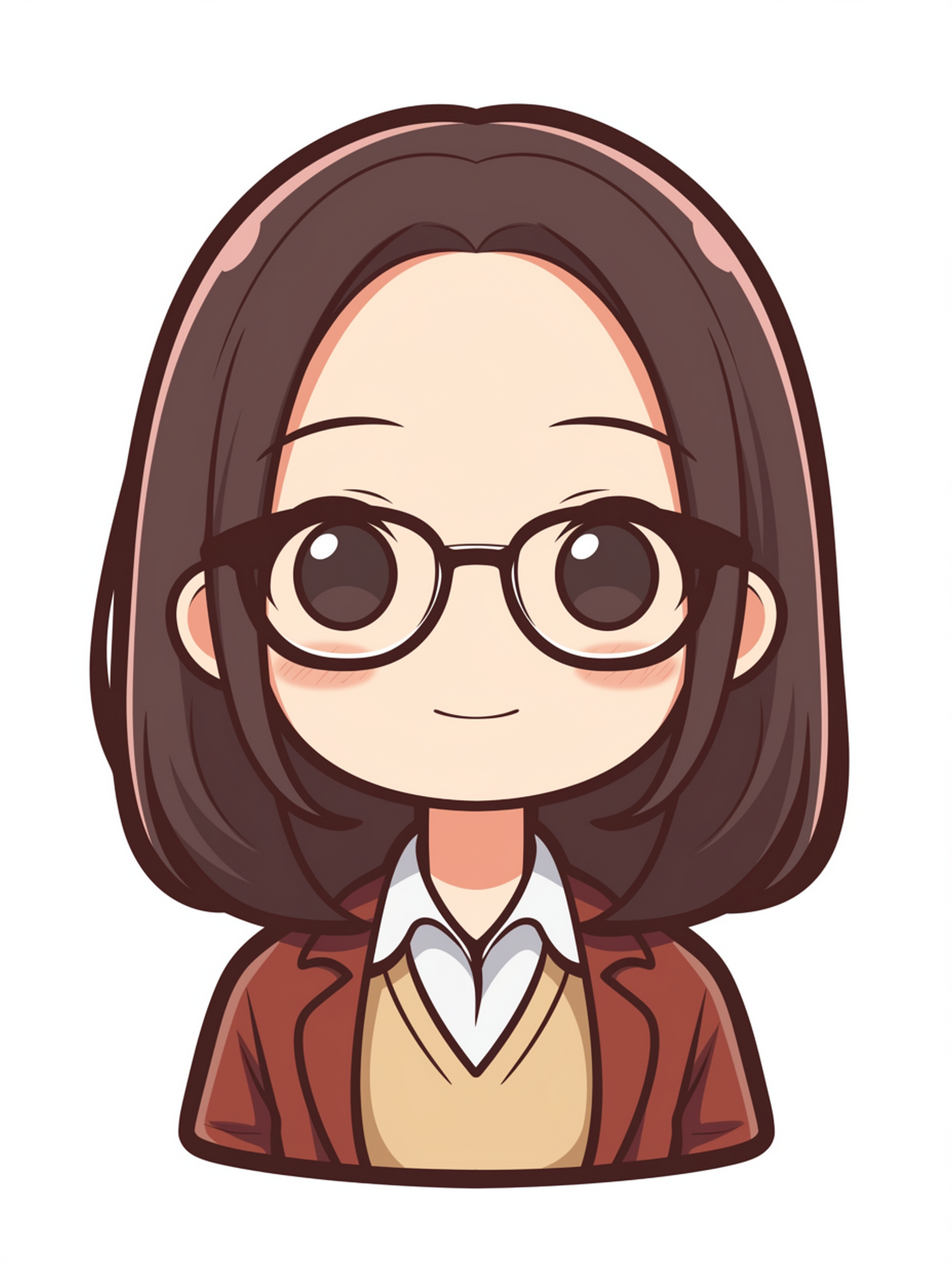 可爱卡通戴眼镜的女老师素材图AI图素材