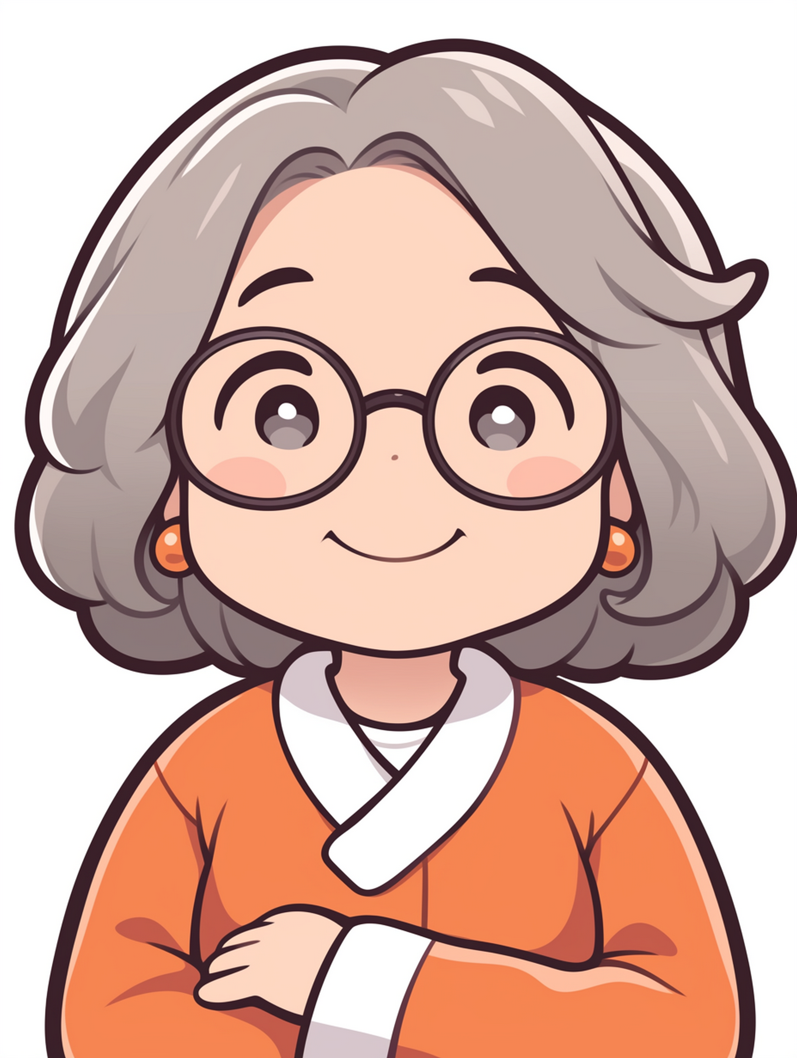 可爱卡通老奶奶素材图AI图素材