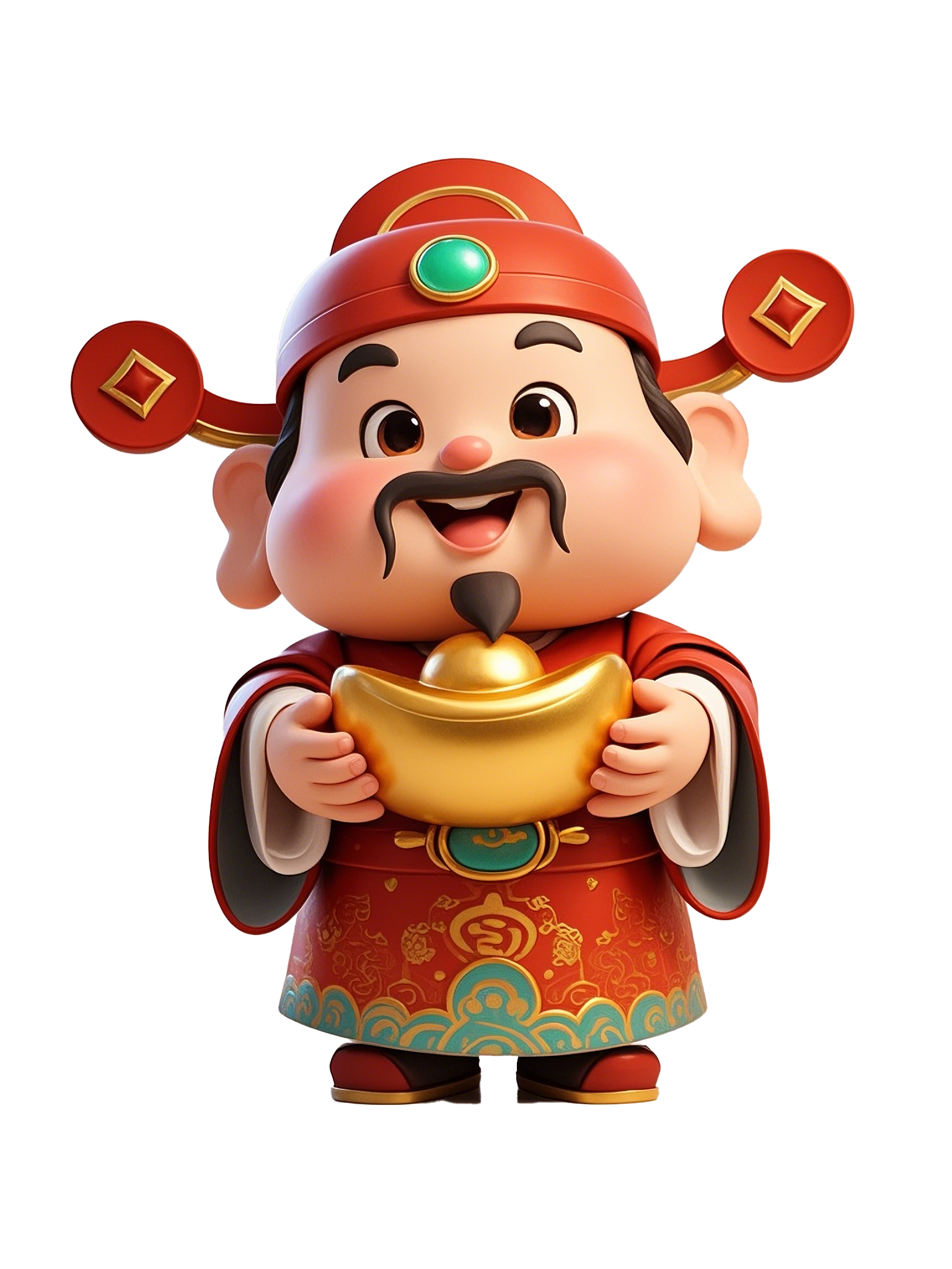 简约可爱卡通人物财神爷素材图AI图素材