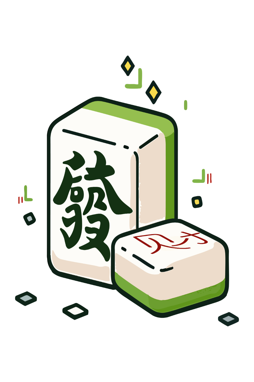 卡通麻将矢量麻将发财麻将素材下载-众图网