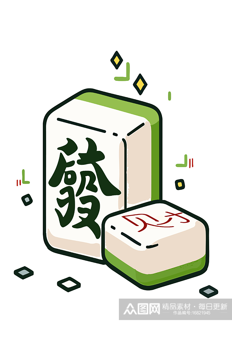 卡通麻将矢量麻将发财麻将素材下载-众图网