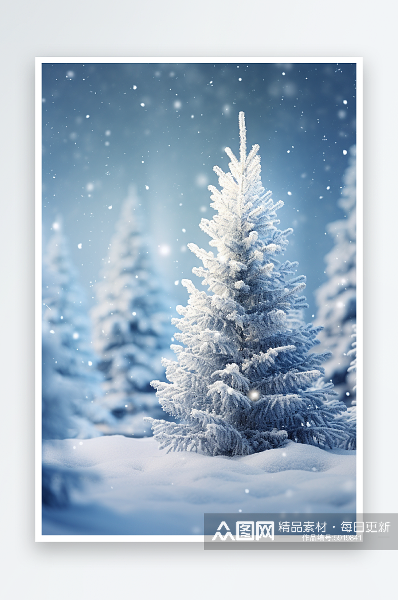 冬天雪中的果子树木叶子素材图片素材