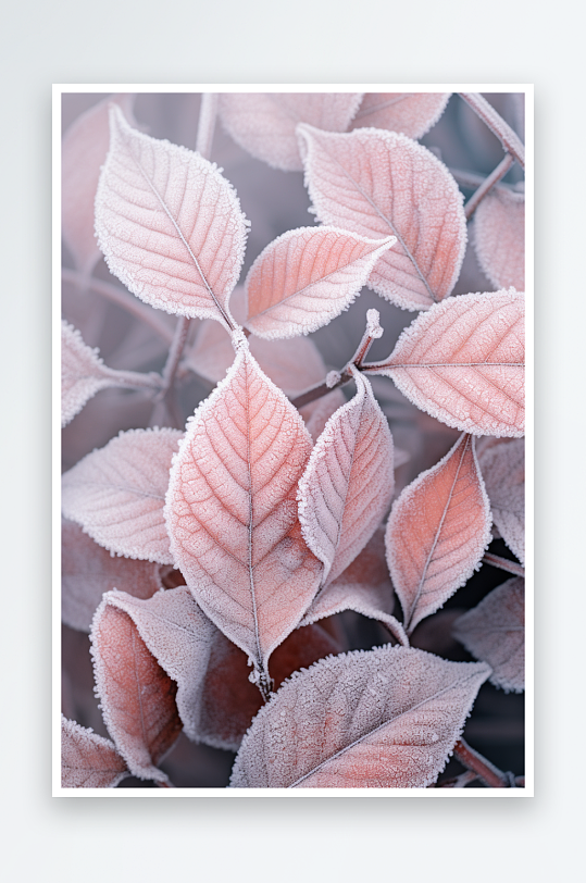 冬天雪中的果子叶子素材图片