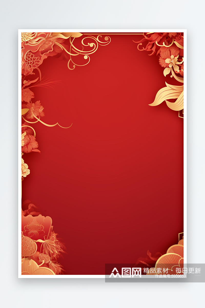 红色新年喜庆花朵灯笼背景中国风背景素材