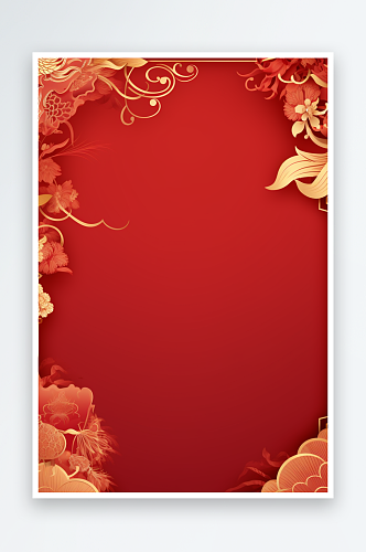 红色新年喜庆花朵灯笼背景中国风背景