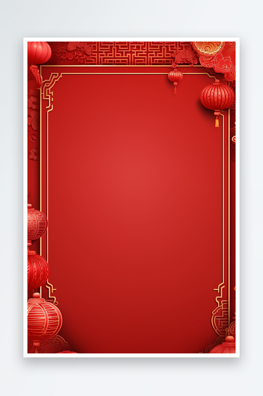 红色新年喜庆花朵灯笼背景素材图