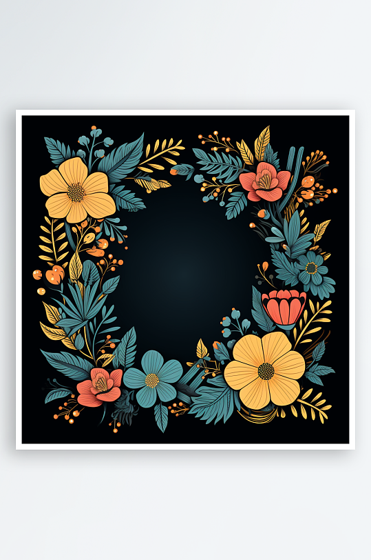 数字艺术AI图花朵边框素材图片背景