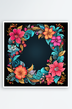 数字艺术AI图花朵边框素材图片背景