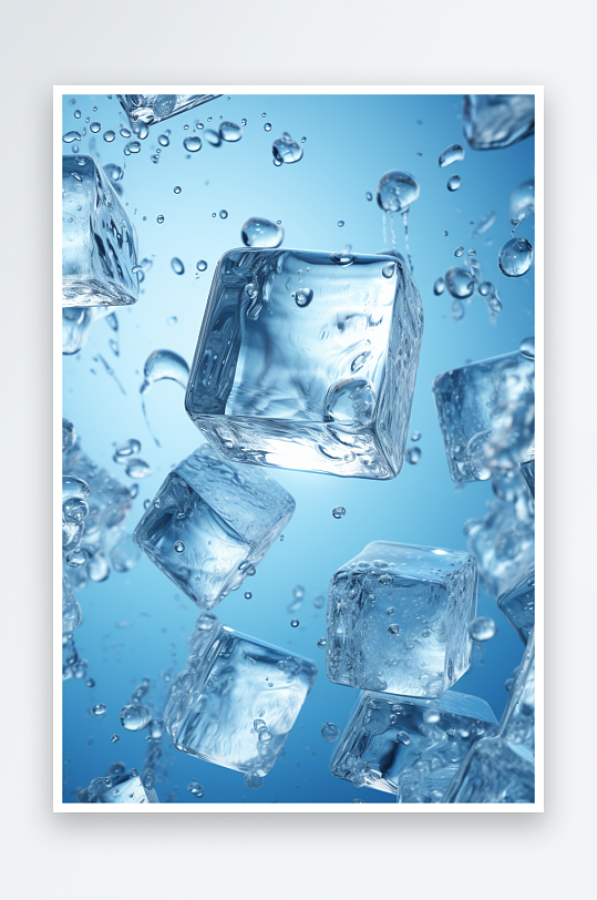 数字艺术AI图冰块素材图片