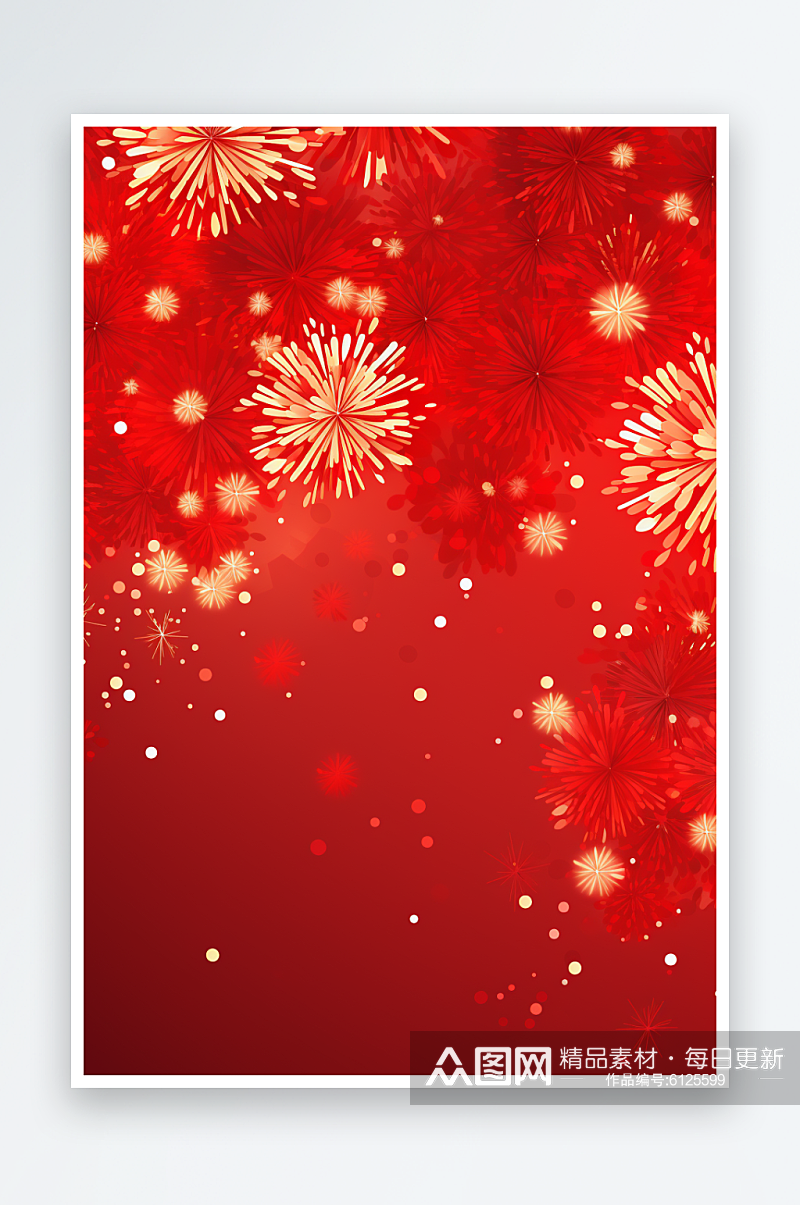 红色新年喜庆灯笼花朵龙年烟花背景素材素材