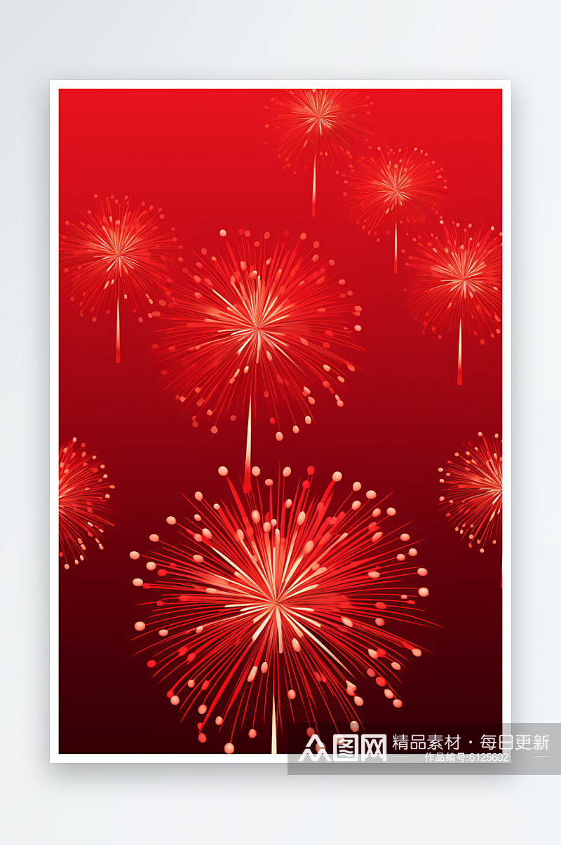 红色新年喜庆灯笼花朵龙年烟花背景素材素材