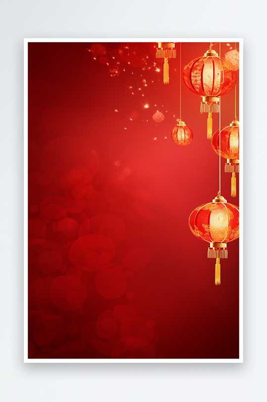 红色新年喜庆灯笼花朵龙年背景素材