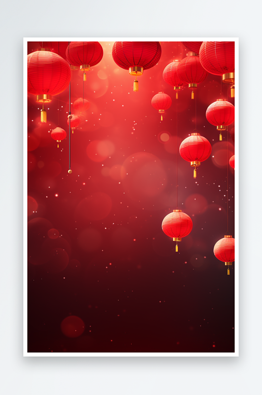 红色新年喜庆古风灯笼背景龙年背景素材