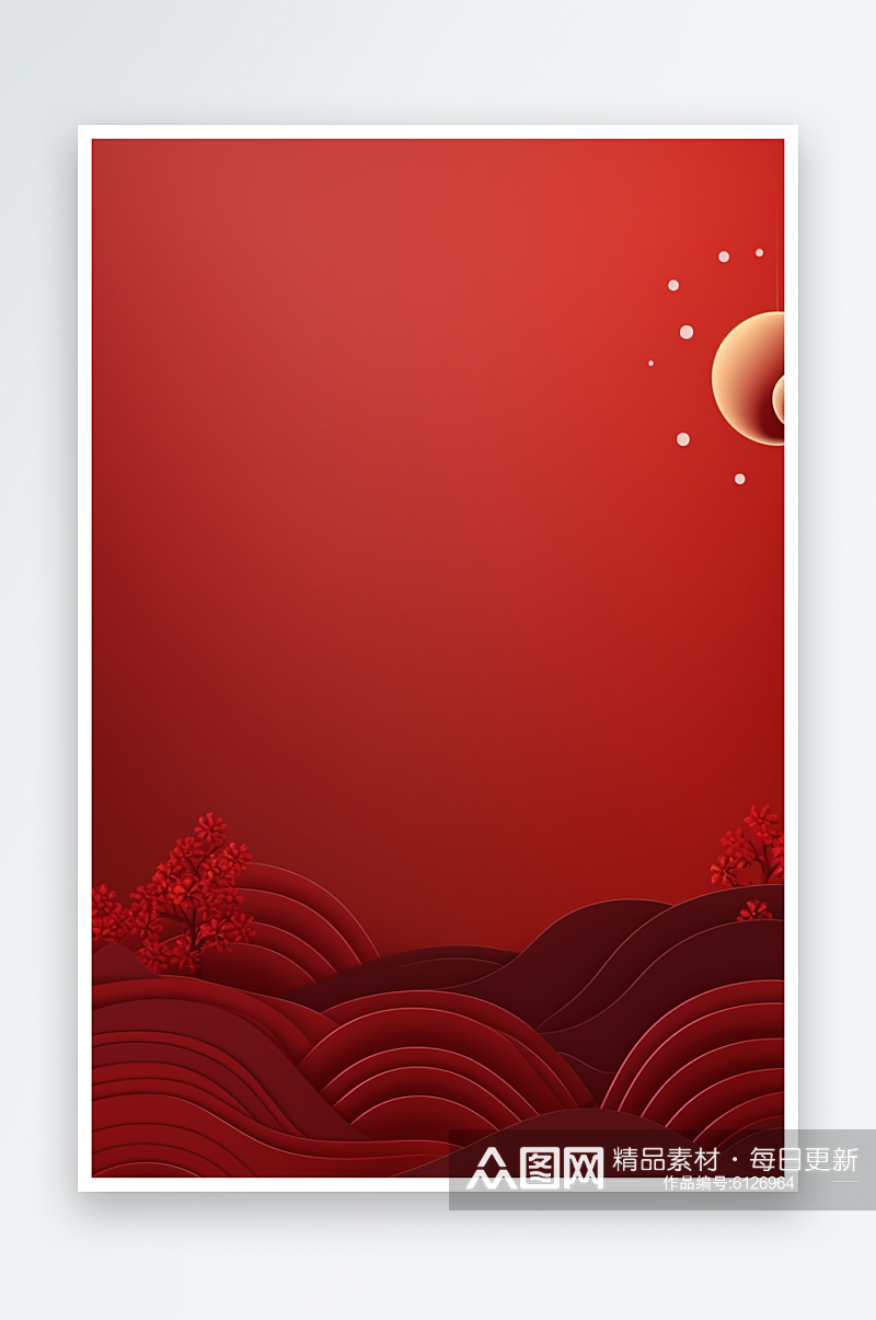 红色新年喜庆古风建筑烟花灯笼龙年背景素材素材