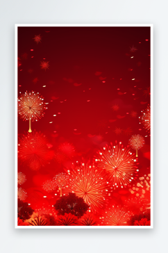 红色新年喜庆花朵灯笼中国风烟花背景