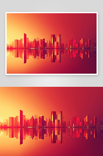 红色城市背景素材图片