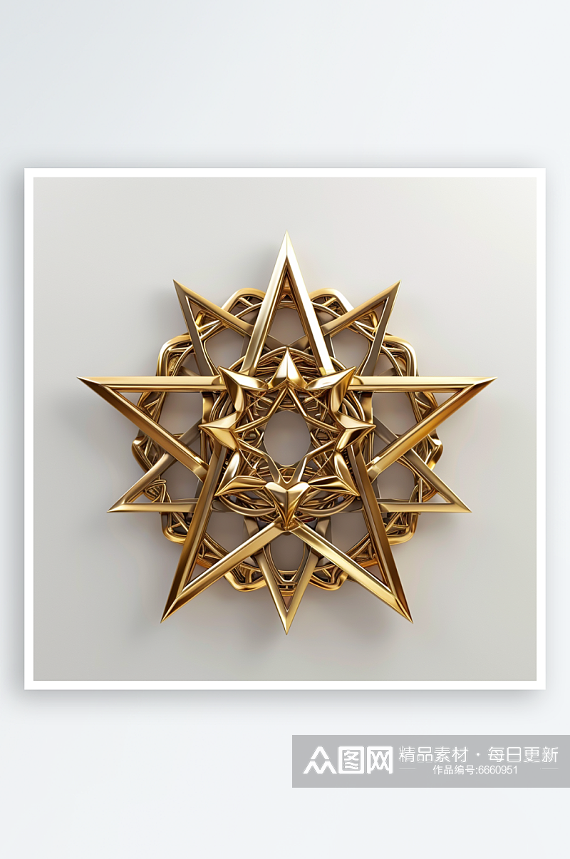 金色金属五角星六芒星素材图片素材