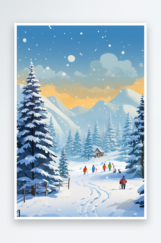 人物玩雪场景素材图片