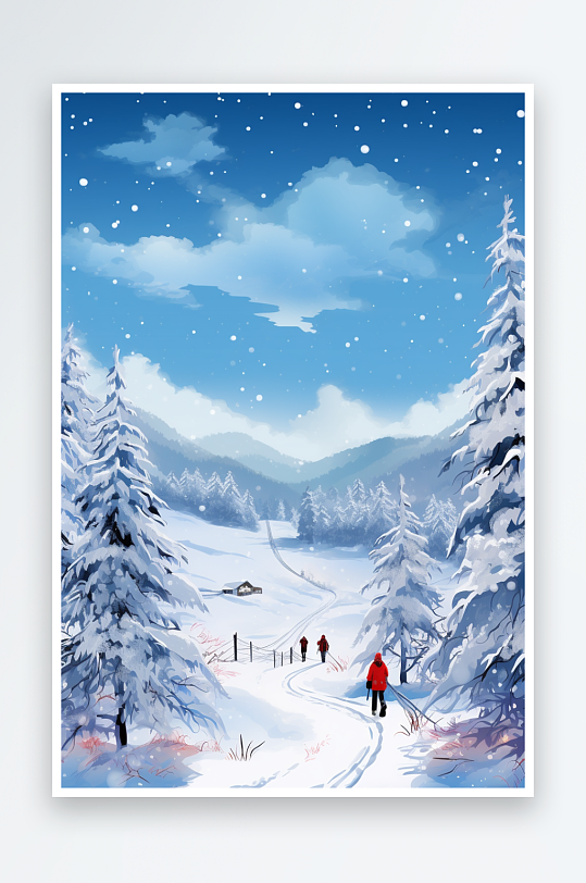 人物玩雪场景素材图片