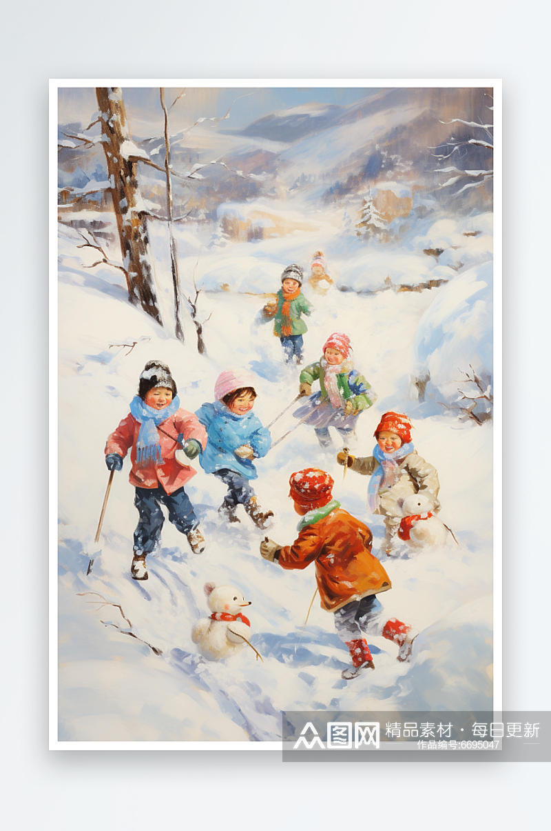 冬天玩雪场景素材图片素材