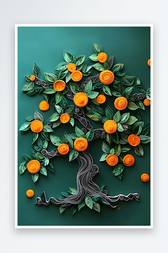 数字艺术AI图橙色果子素材图片