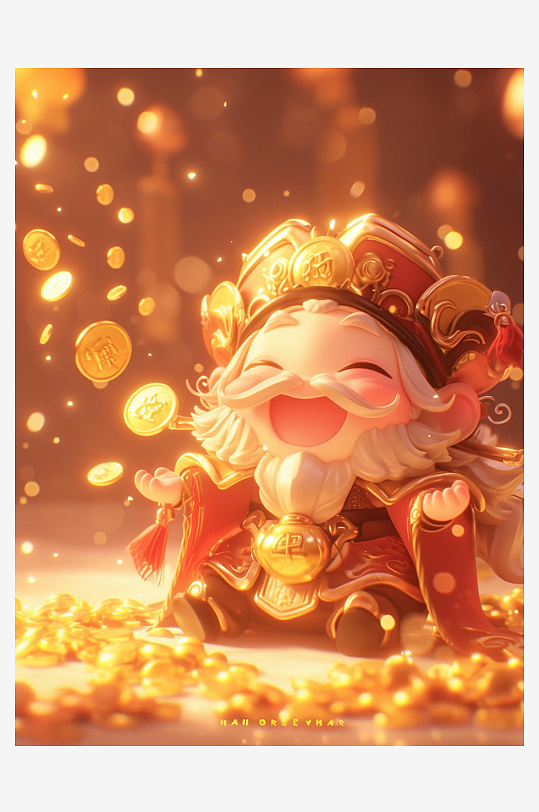 可爱卡通财神爷素材图AI图