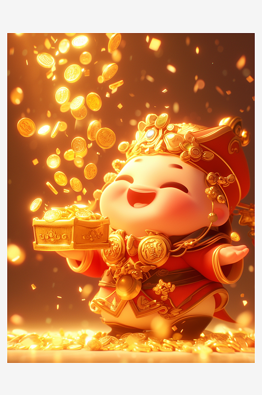 可爱卡通财神爷素材图AI图