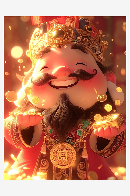 可爱卡通财神爷素材图AI图
