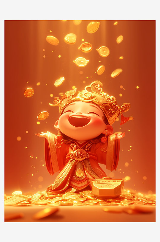 可爱卡通财神爷素材图AI图
