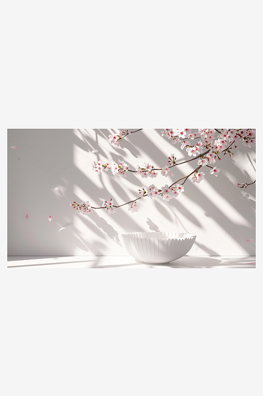 小清新数字艺术图AI图粉色花朵展示台