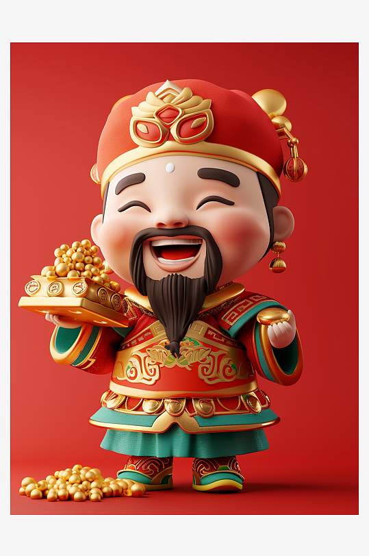 喜庆古风人物财神爷素材图