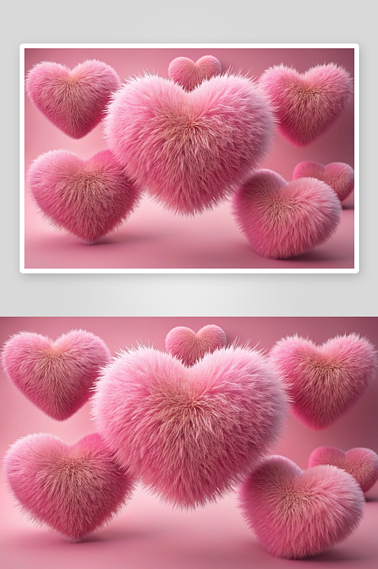 简约数字艺术立体毛绒爱心素材图-众图网