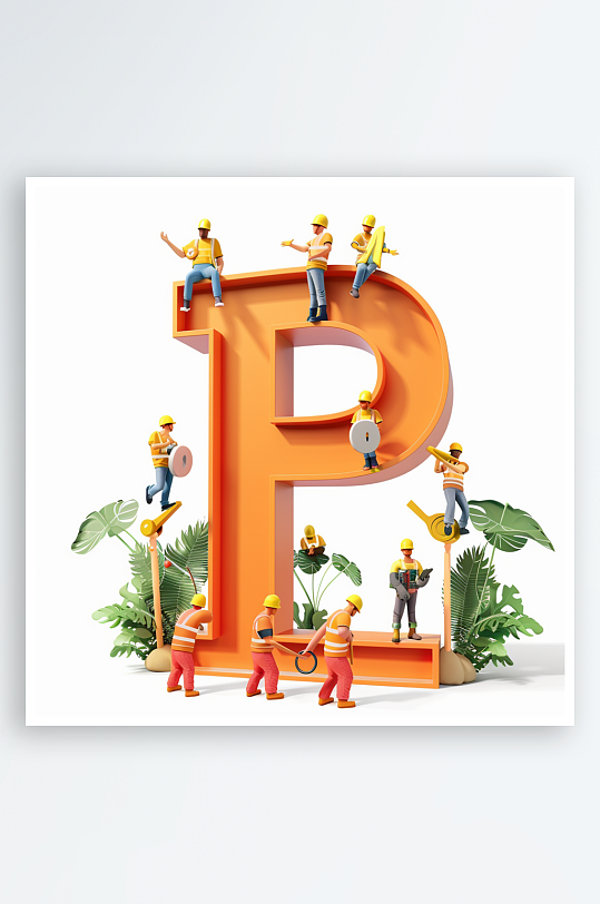 劳动节字母p素材图AI图