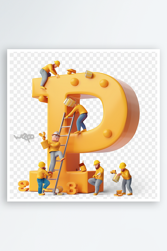 简约劳动节字母p素材图AI图
