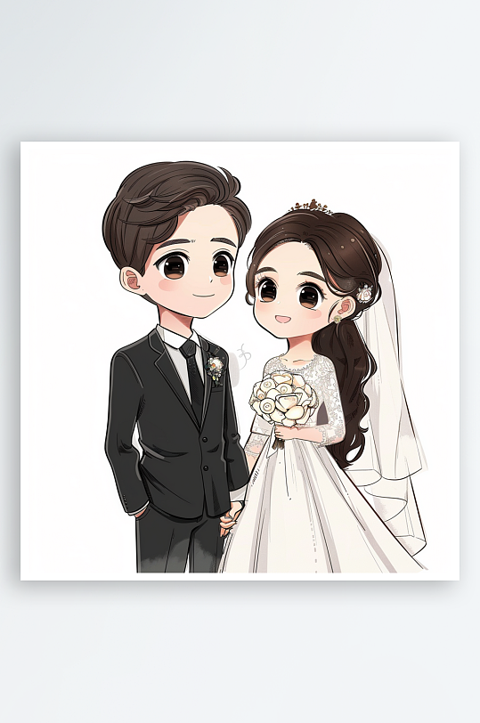 卡通婚礼人物素材图ai图