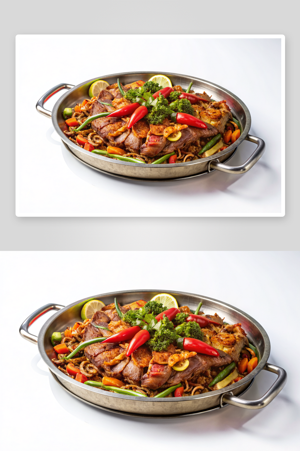 简约盘子里的猪肉美食素材图AI图素材