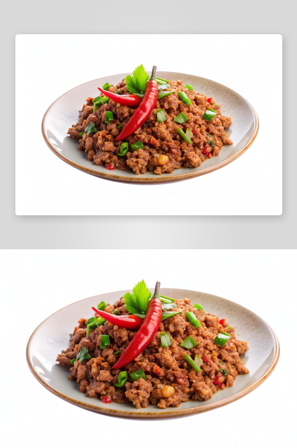 简约盘子里的猪肉末素材图AI图素材