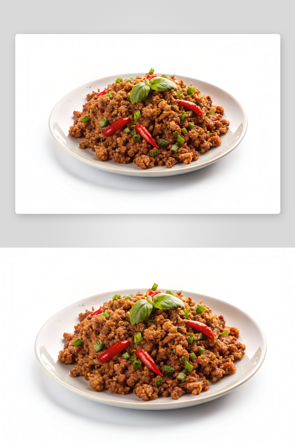 简约盘子里的猪肉末素材图AI图素材