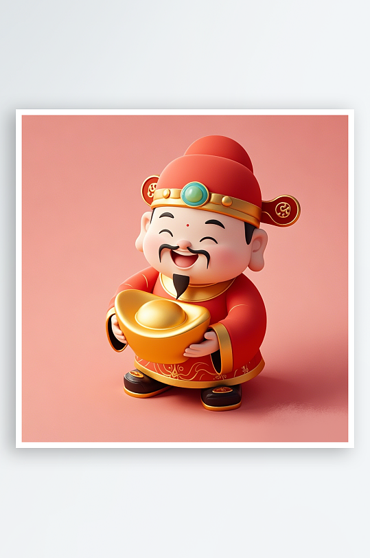 简约财神爷古风人物素材图-众图网