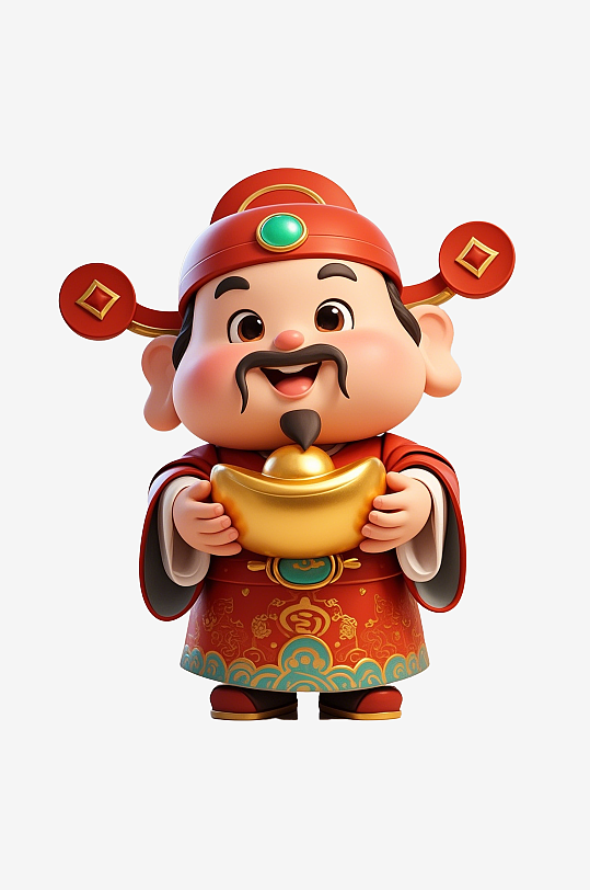 简约可爱卡通人物财神爷素材图AI图