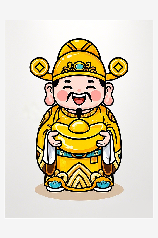 简约可爱卡通人物财神爷素材图AI图