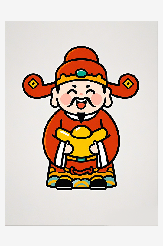 简约可爱卡通人物财神爷素材图AI图